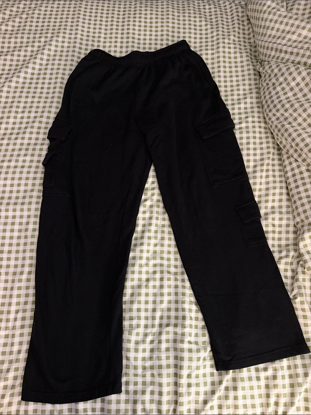 Garage Black Wide Leg Cargo Sweatpants Ultrafleece